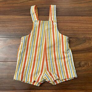 Healthtex vintage white/yellow/orange stripe overall shorts